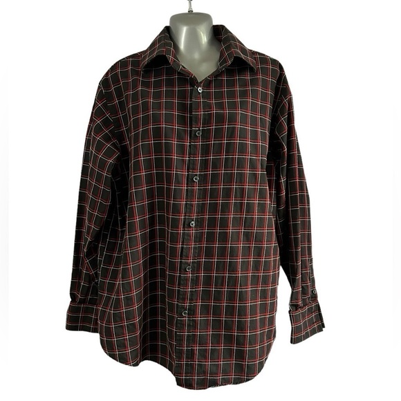 Michael Kors Long Sleeve Red, White, and Black Plaid • Size: Large • Used - Picture 1 of 10